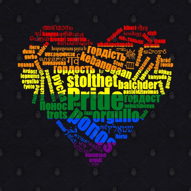 LGBT Pride In Many Languages Rainbow Heart Word-art by vpgdesigns